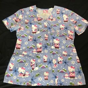 Hello kitty scrub top and black top and bottom set